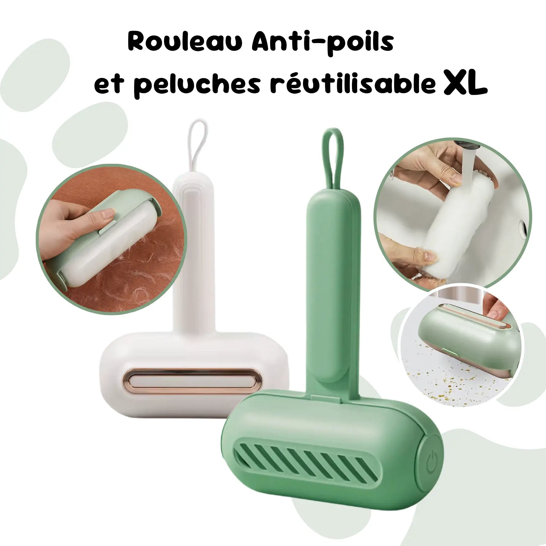 Rouleau Anti-poils et peluches réutilisable XL