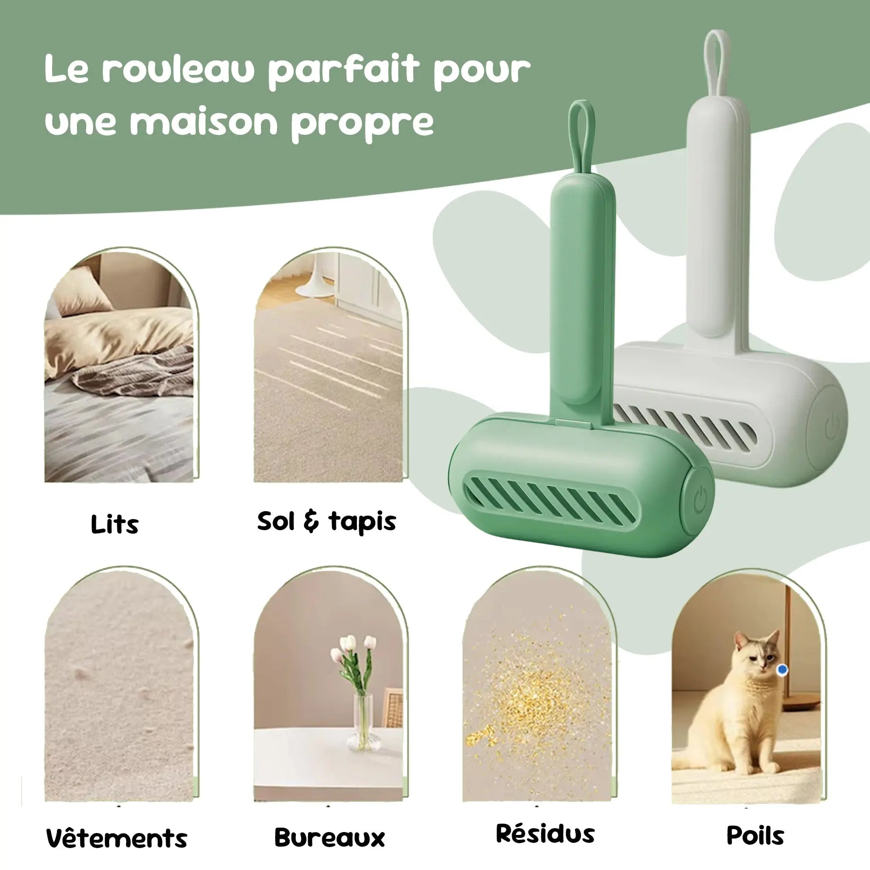 Rouleau Anti-poils et peluches réutilisable XL